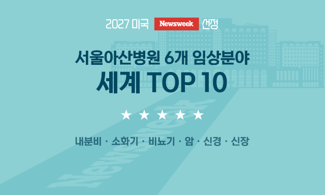 서울아산병원, 美 뉴스위크 평가 '6개 임상분야 세계 TOP 10' 국내 최다